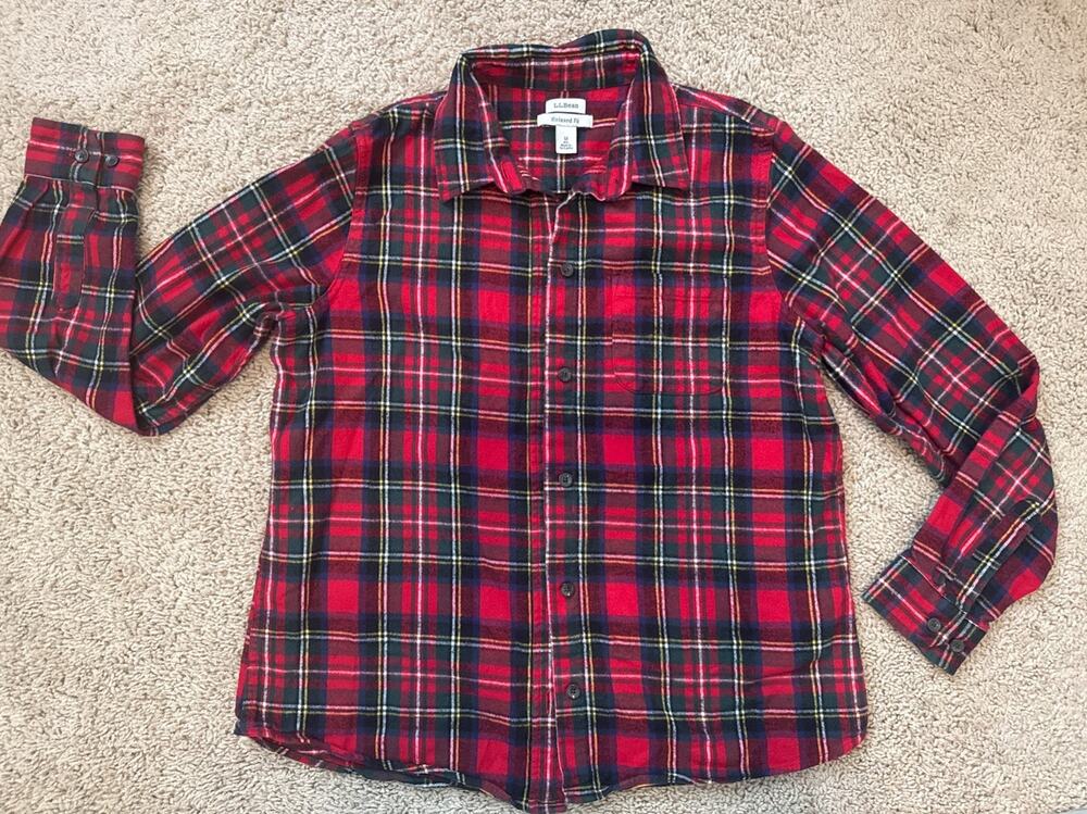 L.L.Bean Women's Plaid Flannel Button Down Long Sleeve Shirt-Sz Med Relaxed Fit